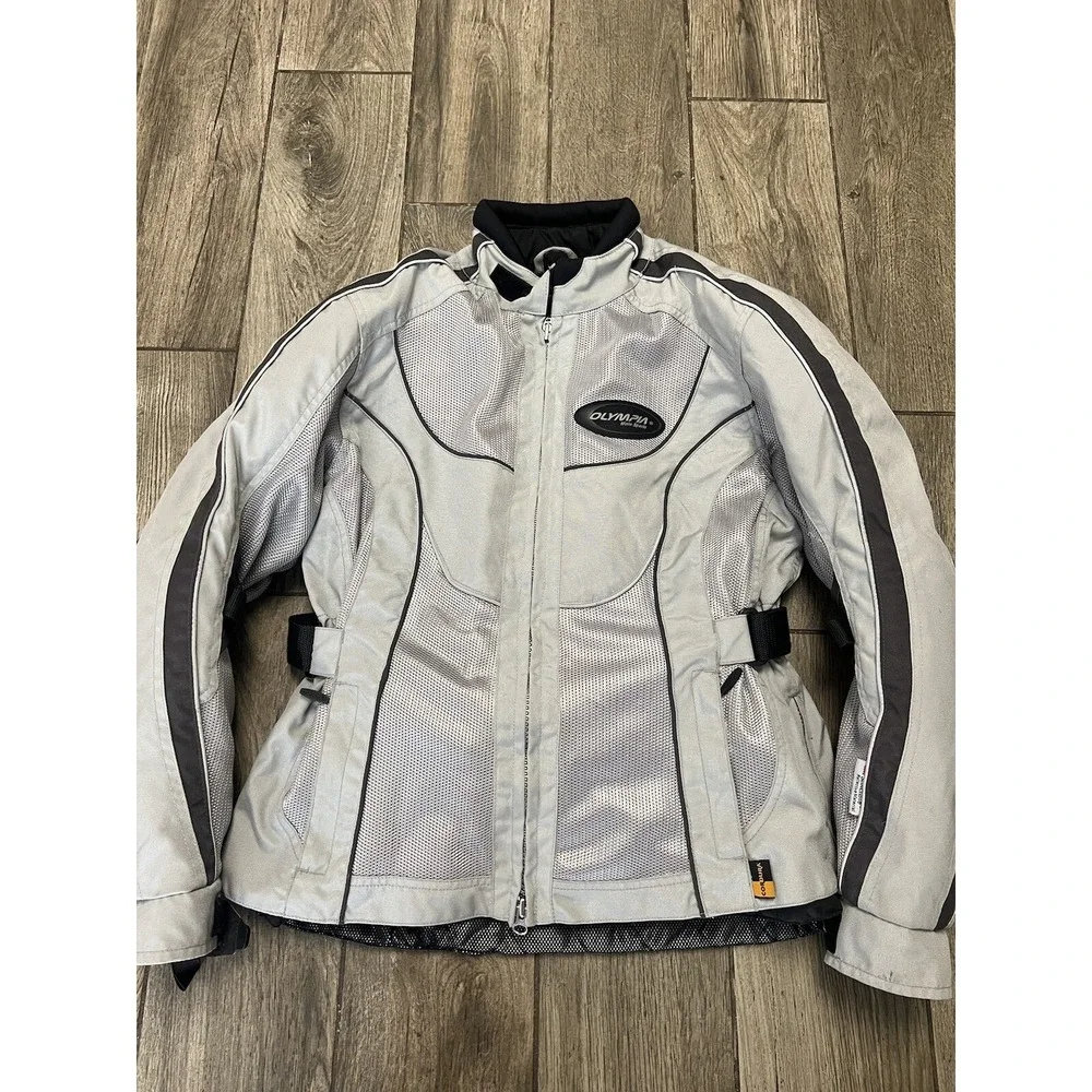Olympia Moto Sports Jacket Motorcycle MED Cordura Reflective Silver Armored